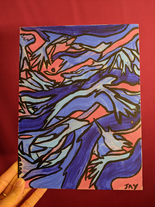 Blue + Pink abstract (panel)